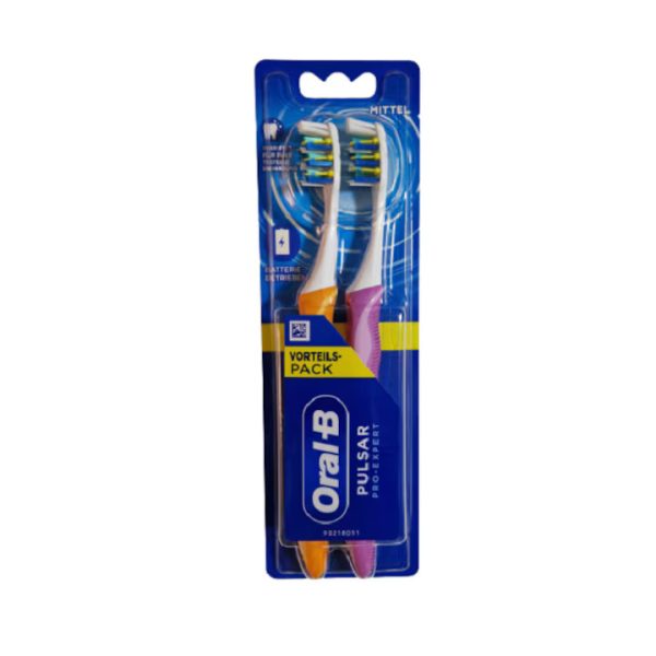 Set 2 Periuță de dinți Oral-B Pulsar Pro-Expert alimentată cu baterii, portocaliu si roz