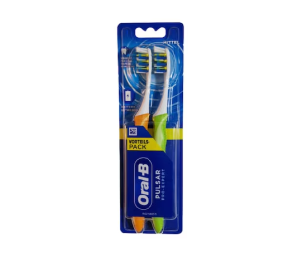 Set 2 Periuță de dinți Oral-B Pulsar Pro-Expert alimentată cu baterii, Verde&Portocaliu