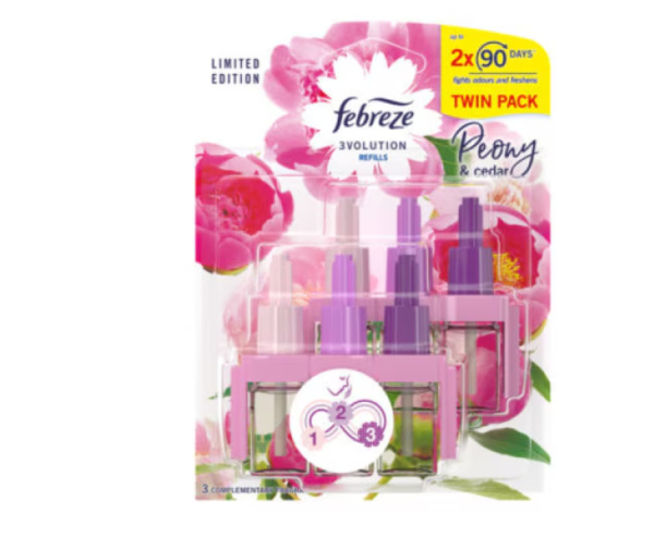 Rezervă odorizant cameră Febreze 3Volution Bujor și Cedru, 2x20ml