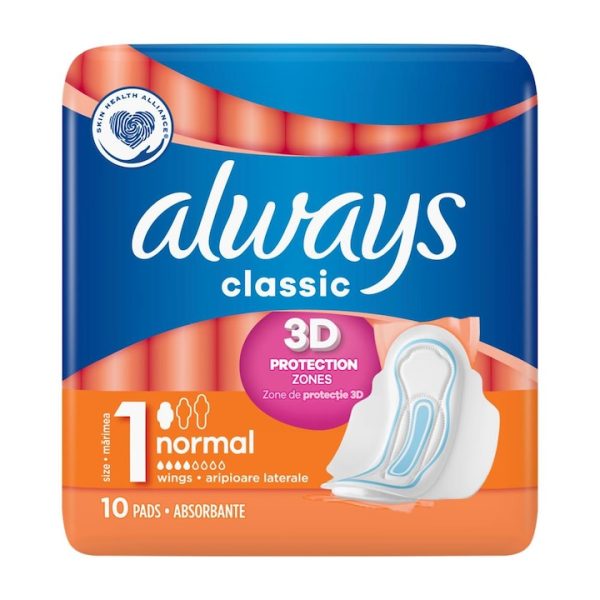 Tampoane Always Classic Normal, 10 buc, cu aripi