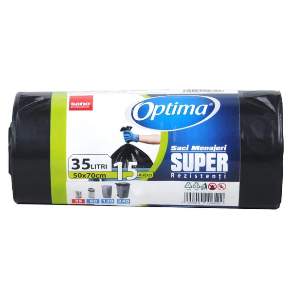 Saci menajeri Sano 35L, 15 bucăți, negru