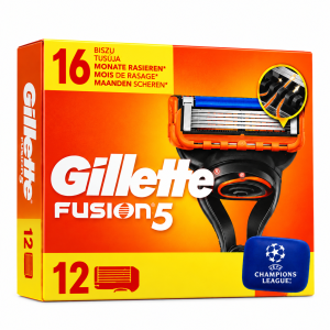 Gillette Fusion5 – Rezerve lame de ras, 12 bucăți + suport Champions League